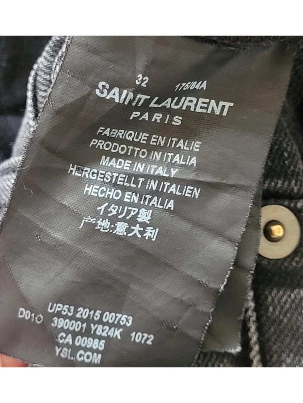 Saint Laurent Paris Men's 33x34 Black Skinny Jeans Made in Italy